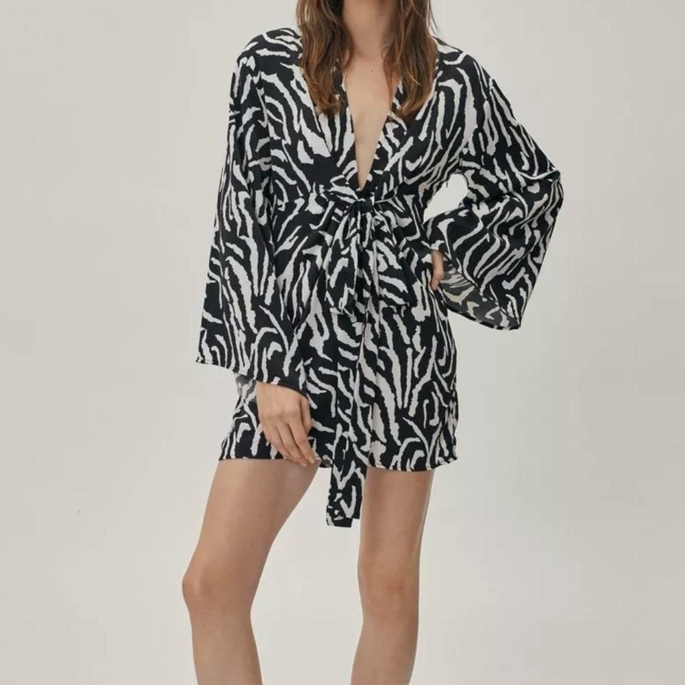 Nasty Gal zebra print long sleeve dress